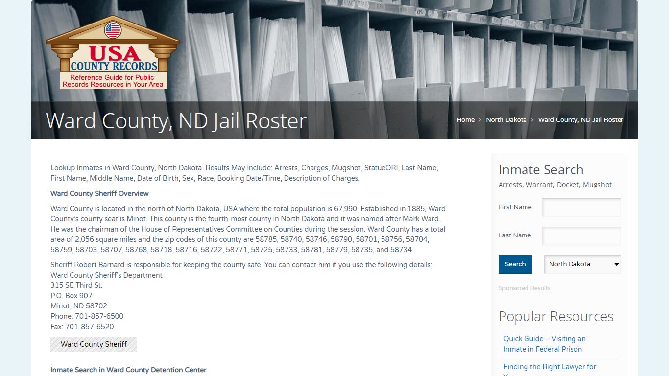 Ward County, ND Jail Roster | Name Search